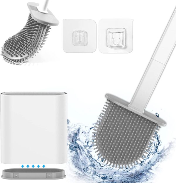 Silicone Wall-Mounted Toilet Brush | Silicone Brush | Bathroom Brush | Bath Cleaning Tool | Wall-Mounted Brush | Brush with Holder