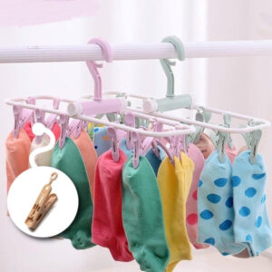 Plastic Rectangle 12 Clips Folding Hanger | Rectangle Frame Clothing Hanger | Underwear Bra Socks Hanger | Drying Rack | foldable hangers